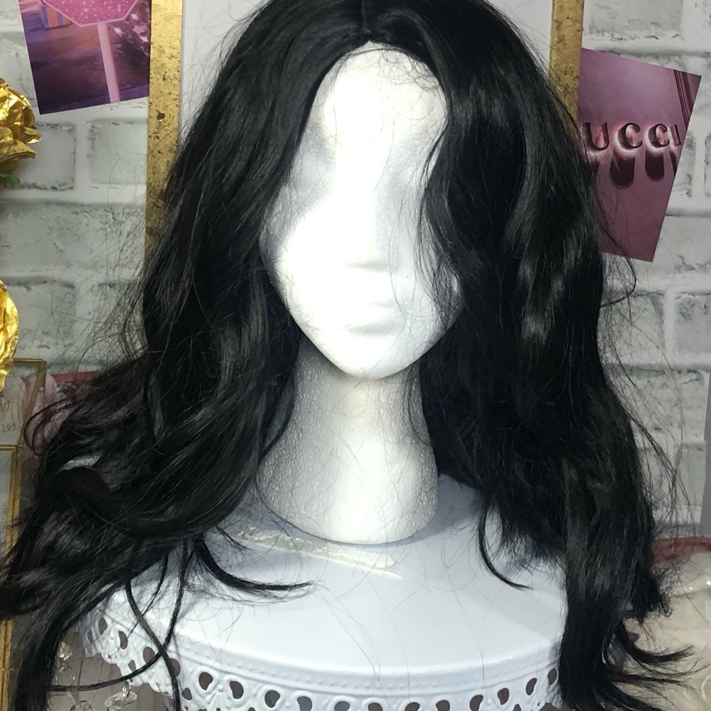 Dark Brown/Black Long Wavy Synthetic Wig W/No bangs - New, never worn